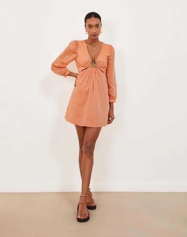 Mini Dresses for Friend Fun -Amelia Detail Short Dress (exchange only) - Grapefruit