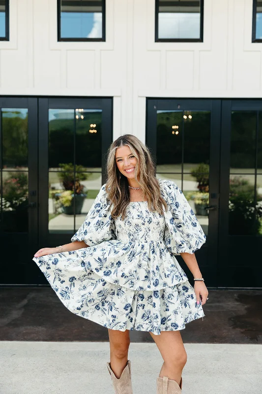 Mini Dresses with One Shoulder -Ashlyn Mini Dress - Navy