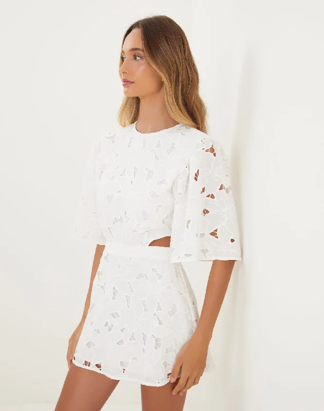 Mini Dresses for Work Events -Babi Short Dress - Off White