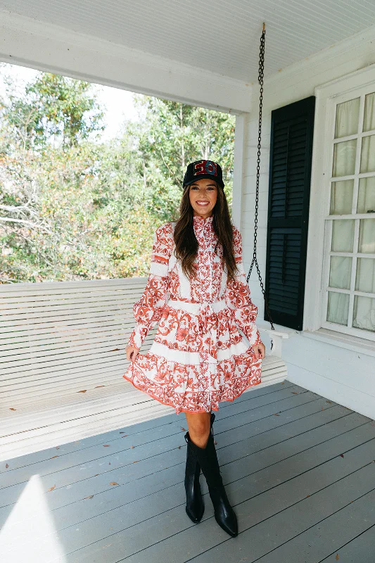 Mini Dresses with Side Ruching -Myla Frilly Dress - Red