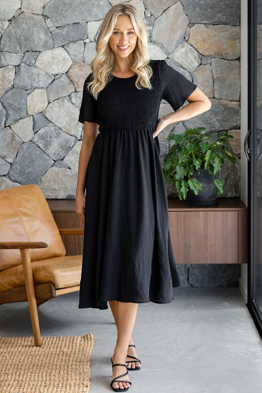 Mini Dresses for Lake Events -Candace Midi Dress Black