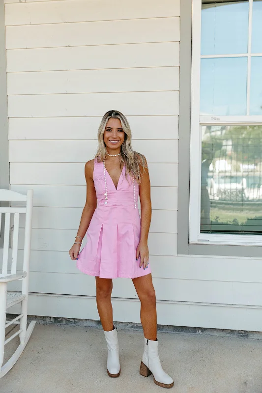 Mini Dresses for Shore Weddings -First Class Mini Dress - Pink