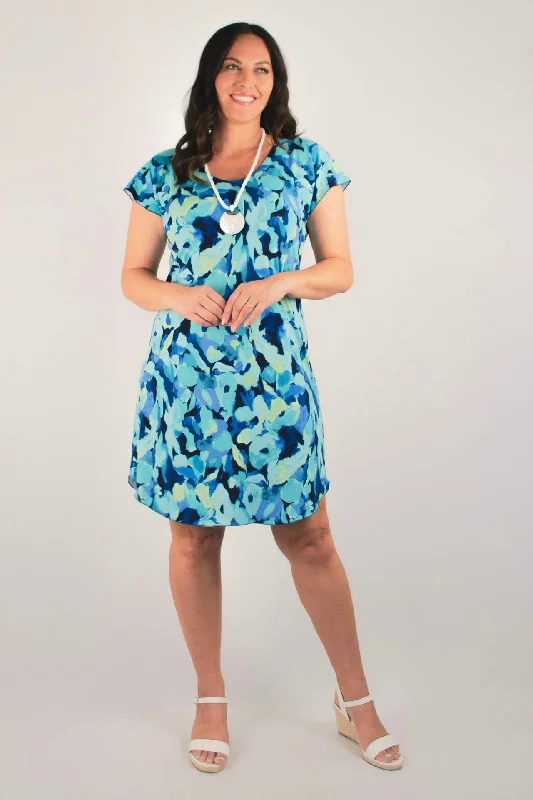 Mini Dresses for Birthday Bash -Gelato Print Short Sleeve Jersey Shift Dress