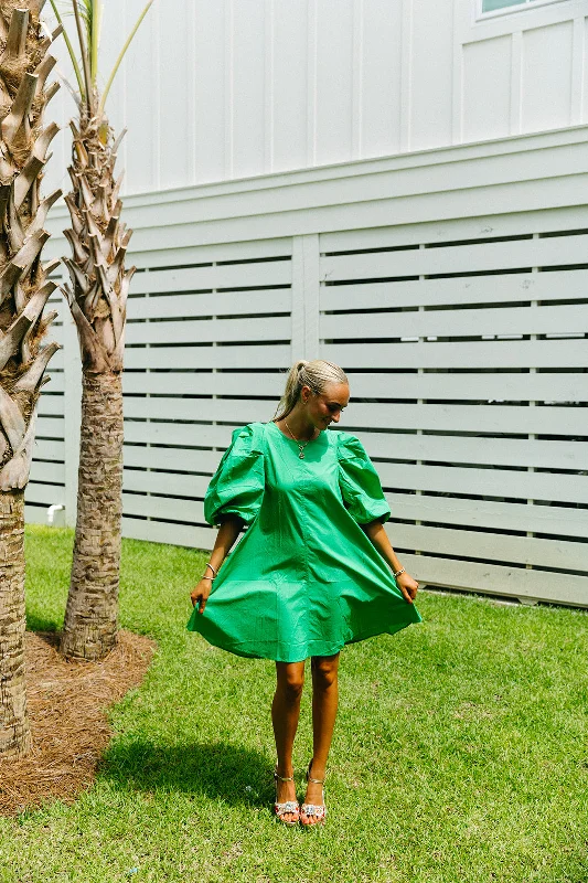 Mini Dresses in Smooth Silk -Look Good Mini Dress - Green