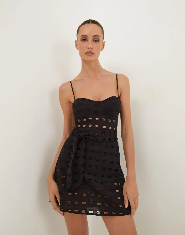 Mini Dresses for Casual Dates -Noor Short Dress - Black