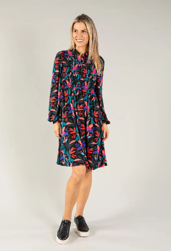 Mini Dresses for Group Events -Palm Print Dress