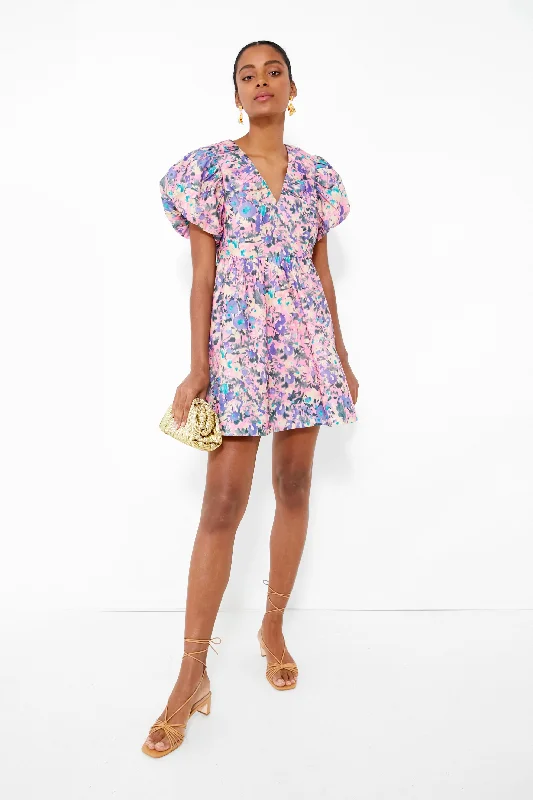 Mini Dresses in Dark Shades -Pink Floral Sheila Mini Dress