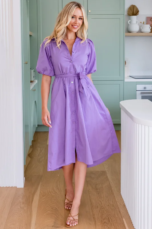 Mini Dresses for Urban Looks -Shannon Midi Dress Lavender