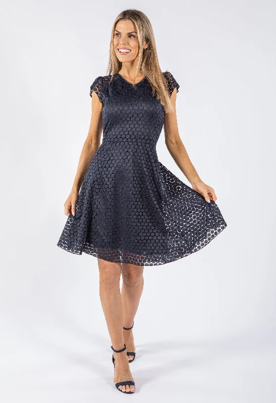 Mini Dresses for Evening Dates -Spotted Lace Dress