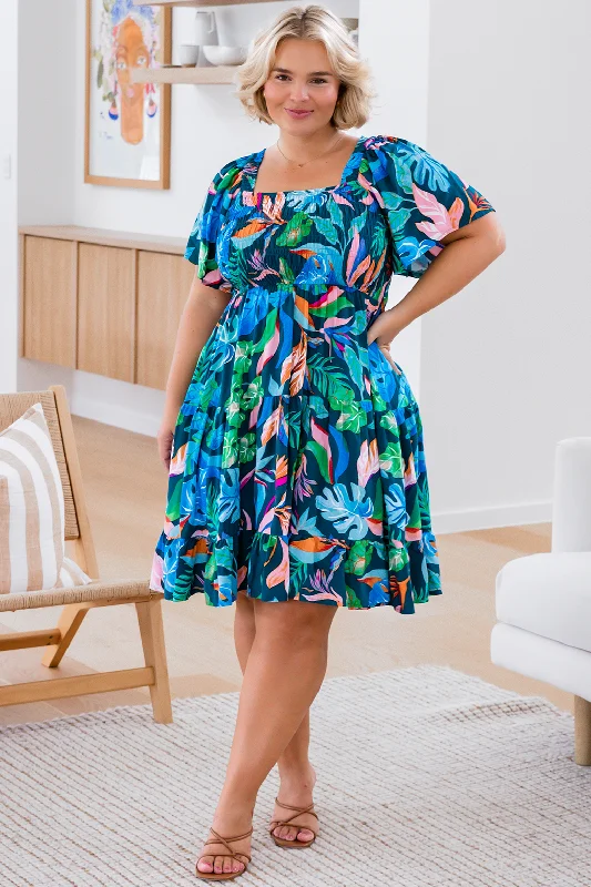 Cotton Mini Dresses for Ease -Tatum Dress Miami Print