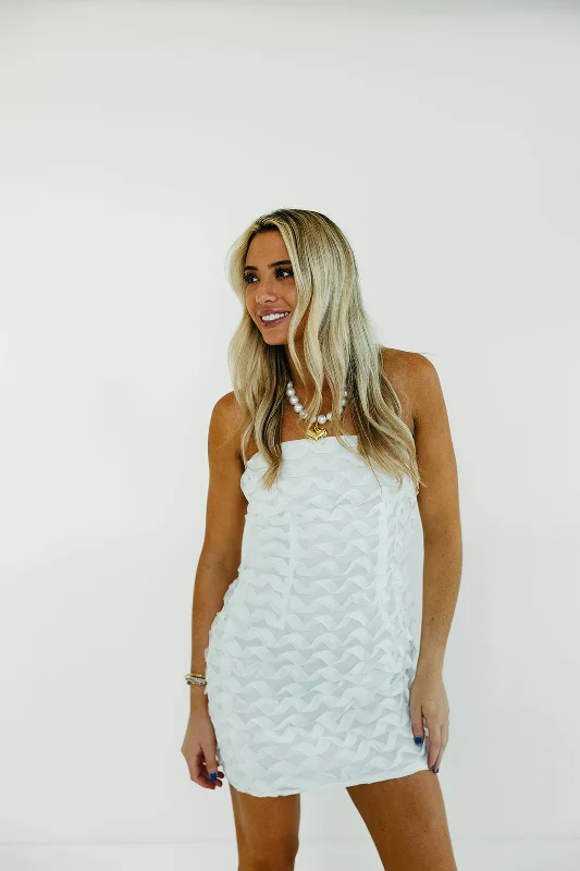 Mini Dresses for Outdoor Events -Wave Mini Dress - Off White