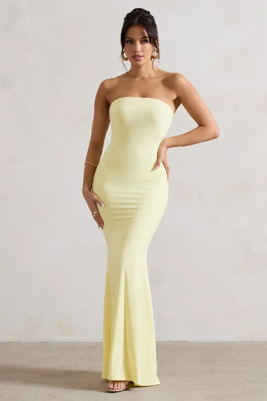 Striped Maxi Dresses for Casual -Ceremony | Lemon Bandeau Maxi Dress