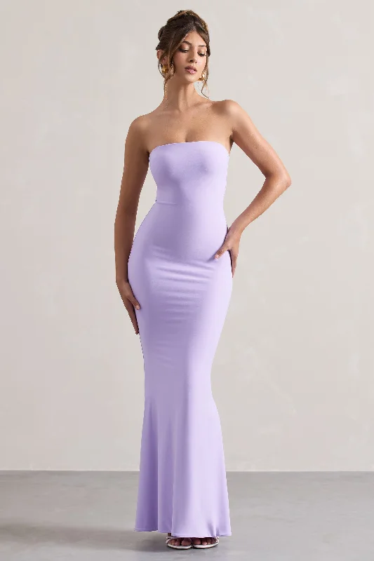 Rich-Silk Maxi Dresses -Ceremony | Lilac Bandeau Fishtail Maxi Dress