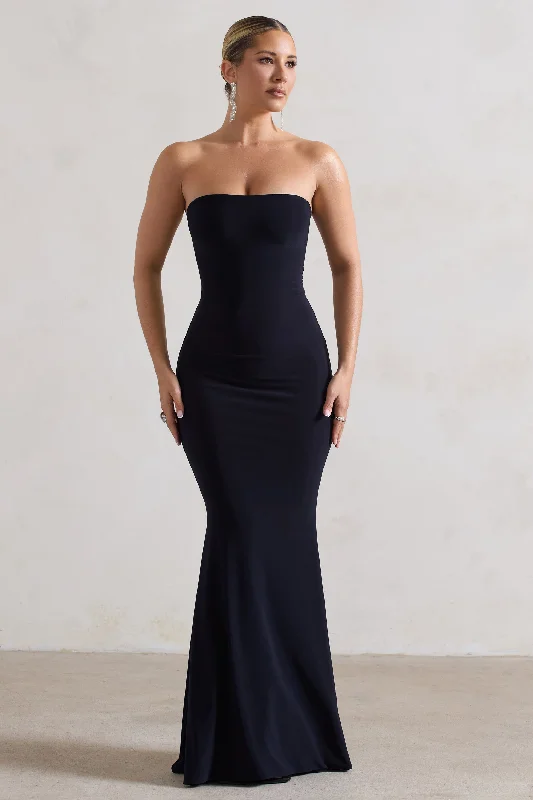 Earth-Tone Maxi Dresses -Ceremony | Navy Bandeau Fishtail Maxi Dress