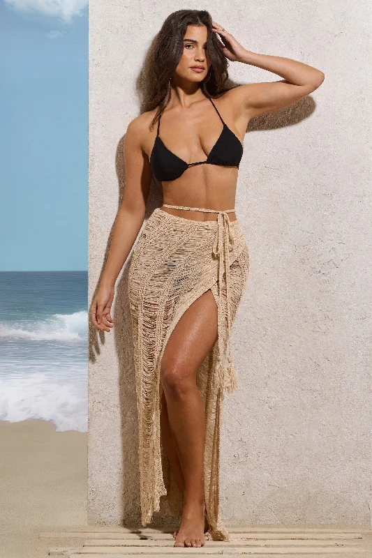 Ombre Maxi Dresses -Havana | Sand Crochet Wrap Maxi Skirt