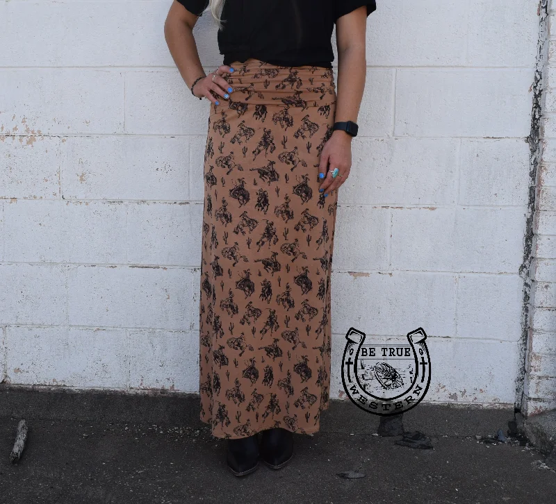 Dainty Maxi Dresses -The Western Bucking Print Maxi Skirt