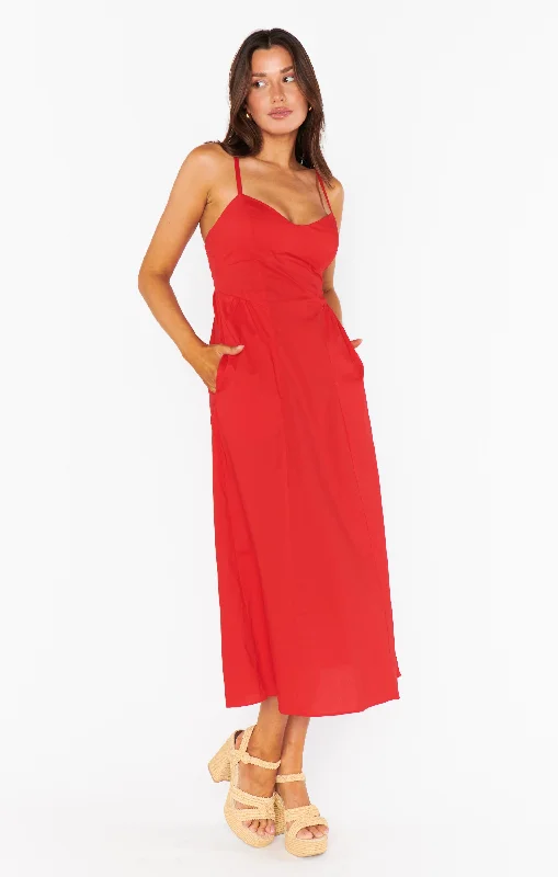 Deep-Velvet Midi Dresses -Allegra Midi Dress ~ Cherry Poplin