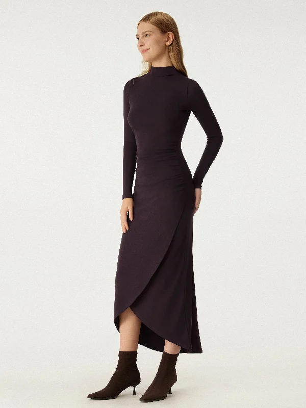 Rich-Velvet Midi Dresses -Thermal Wrap Midi Dress