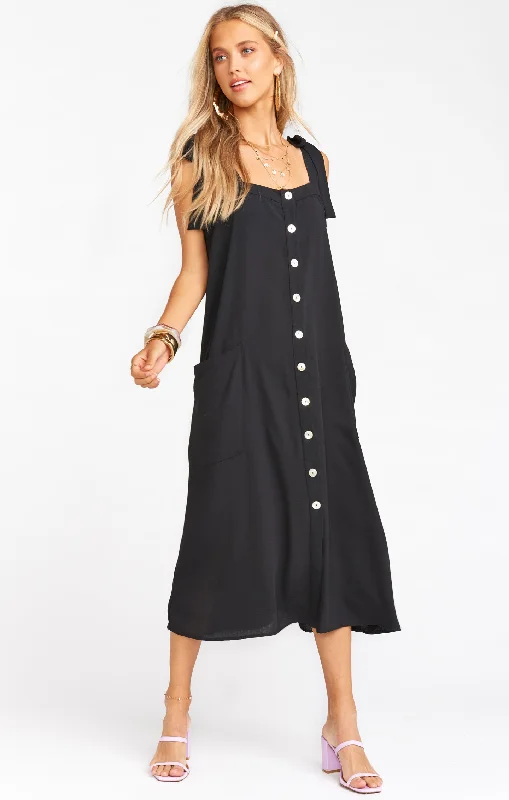 Midi Dresses for Wine Chill -Lucas Midi Dress ~ Black