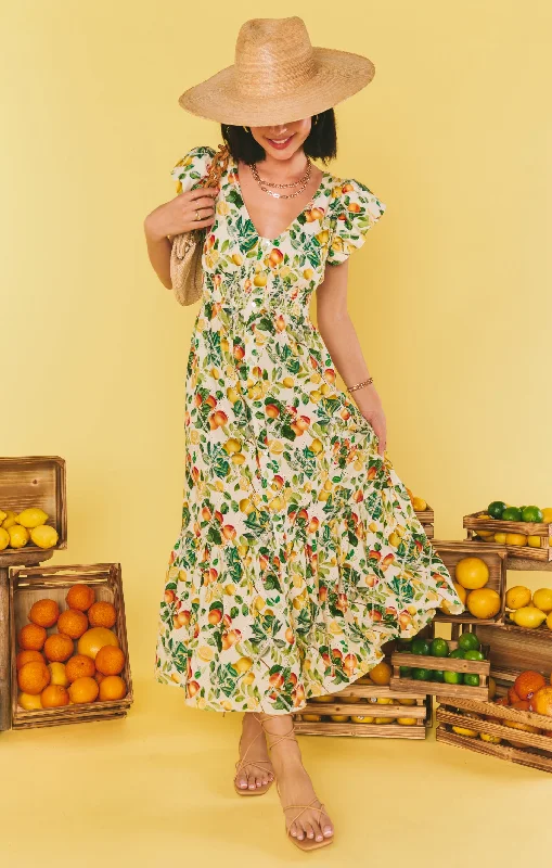 Wrap-Edge Midi Dresses -Lunch Date Midi Dress ~ Citrus in Georgia