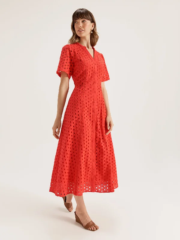 Modern Midi Dresses for 2025 -Solar Broderie Dress