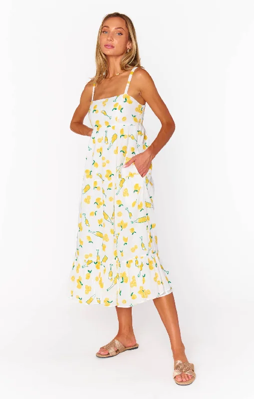 Soft-Glow Midi Dresses -Summer Fling Midi Dress ~ Limoncello Embroidery